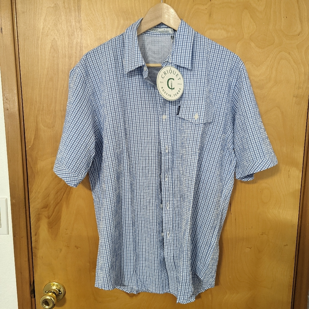 Criquet Dockside Vented Shirt Blue Checked